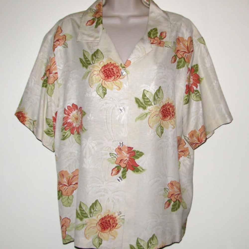 TOMMY BAHAMA HAWAIIAN Silk Button Up CAMP SHIRT XL
